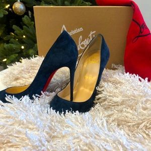 Christian Louiboutin Blue So Kate 120 Marine Suede
